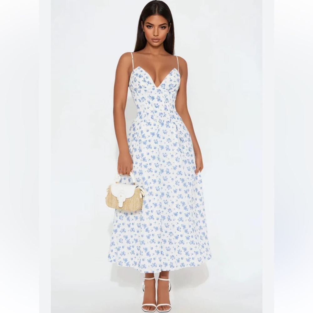 Corset Print Midi Dress